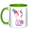 Чашка с цветной ручкой Drunk unicorn Зеленый фото