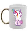 Чашка с цветной ручкой Drunk unicorn Золото фото