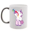 Чашка с цветной ручкой Drunk unicorn Серебро фото