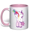 Чашка с цветной ручкой Drunk unicorn Нежно розовый фото