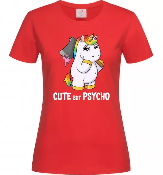 Жіноча футболка Cute but psycho Червоний фото