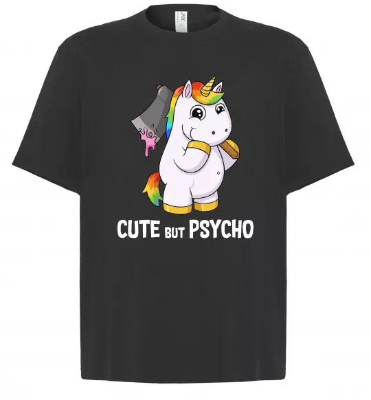 Футболка Оверсайз Cute but psycho Черный фото