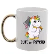 Чашка з кольоровою ручкою Cute but psycho Золото фото