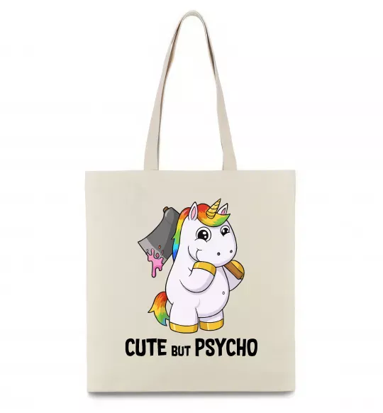 Эко-сумка Cute but psycho Бежевый фото