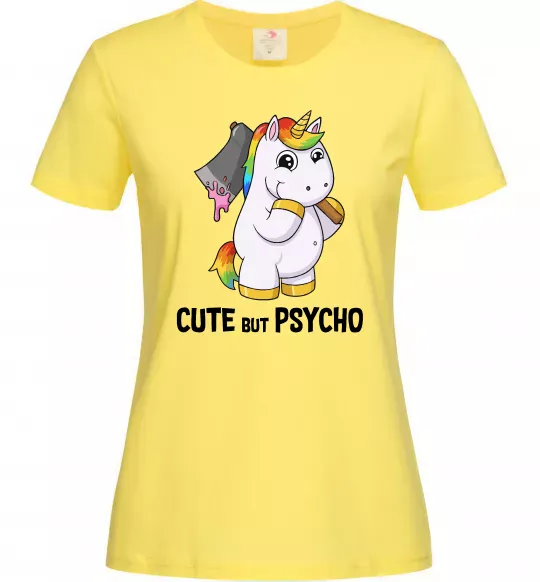 Жіноча футболка Cute but psycho Лимонний фото
