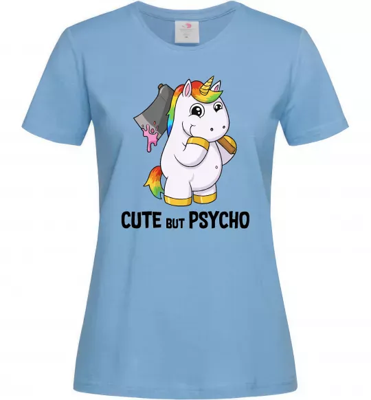 Жіноча футболка Cute but psycho Блакитний фото