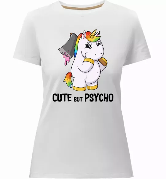 Женская премиум футболка Cute but psycho Белый фото