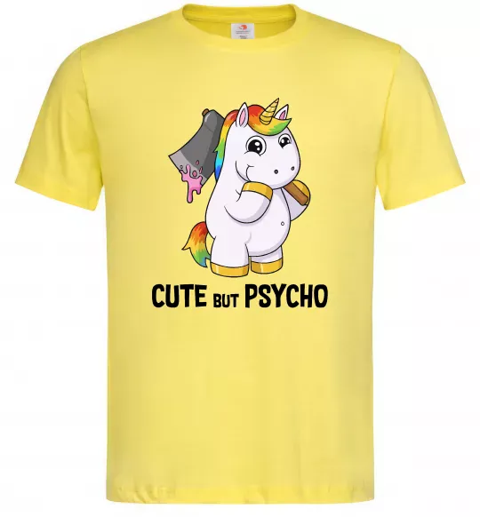 Мужская футболка Cute but psycho Лимонный фото