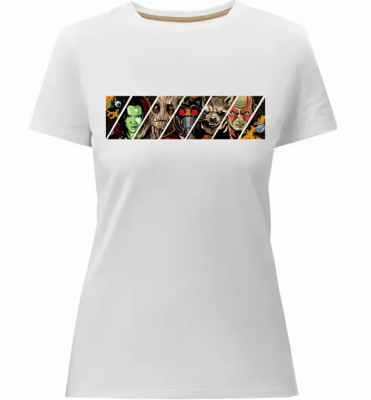 Жіноча преміум футболка Комікс вартові галактики Білий фото