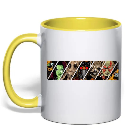 Чашка с цветной ручкой Комікс вартові галактики Лимонный фото