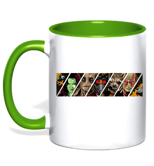 Чашка с цветной ручкой Комікс вартові галактики Лаймовый фото