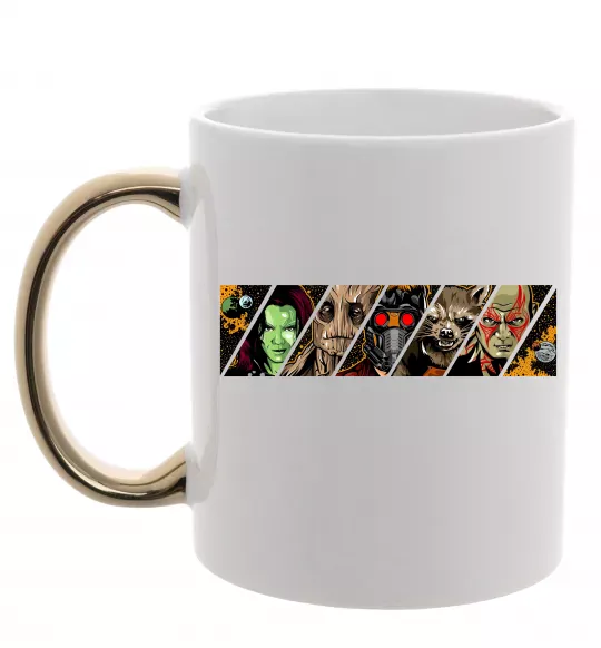 Чашка з кольоровою ручкою Комікс вартові галактики Золото фото