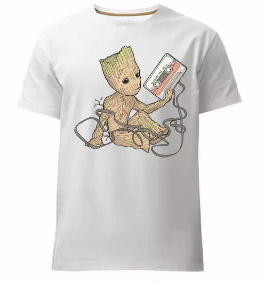 Чоловіча преміум футболка Грут з касетою Білий фото