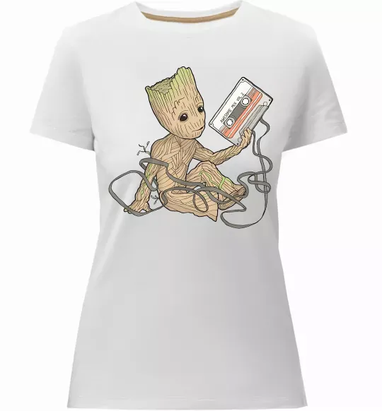 Жіноча преміум футболка Грут з касетою Білий фото