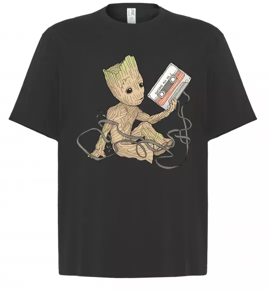 Футболка Оверсайз Грут з касетою Чорний фото