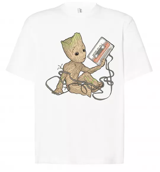 Футболка Оверсайз Грут з касетою Білий фото