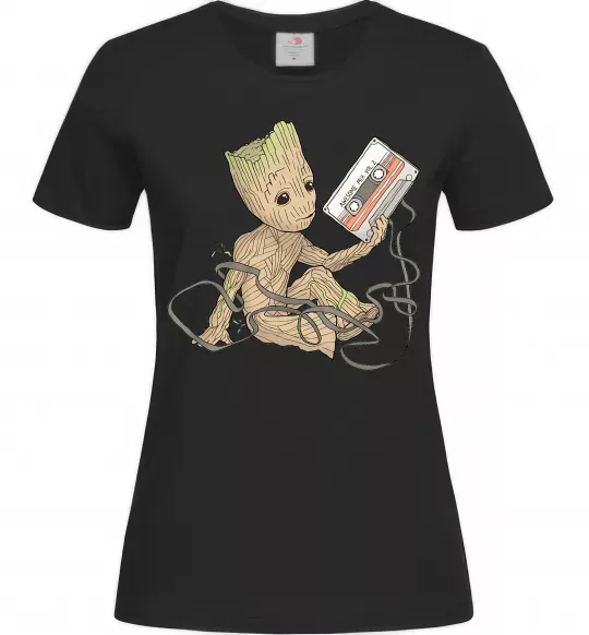 Женская футболка Грут з касетою Черный фото