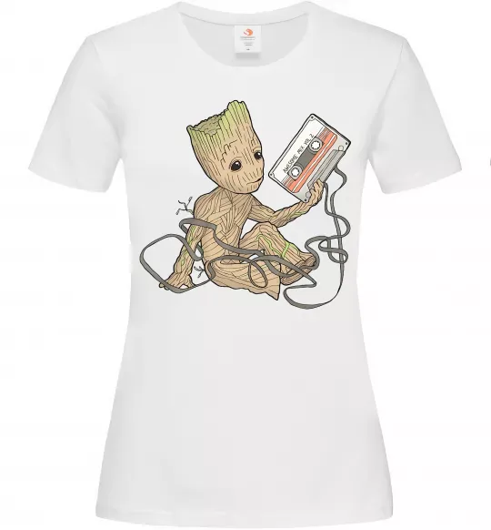 Женская футболка Грут з касетою Белый фото