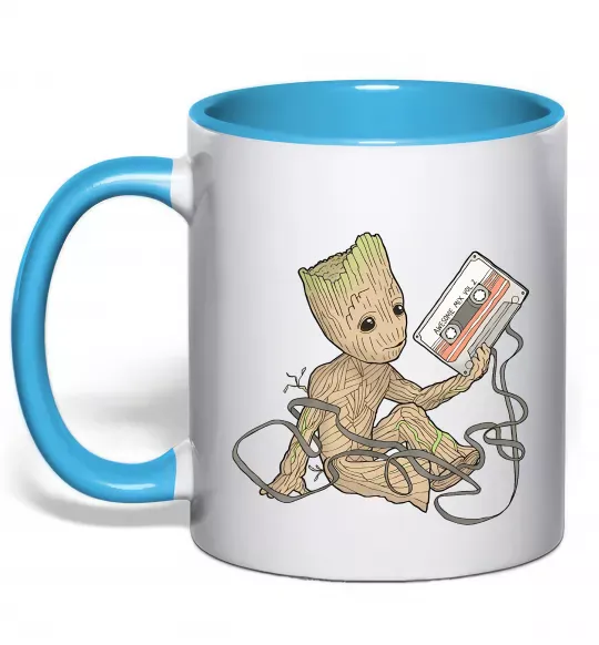 Чашка с цветной ручкой Грут з касетою Голубой фото