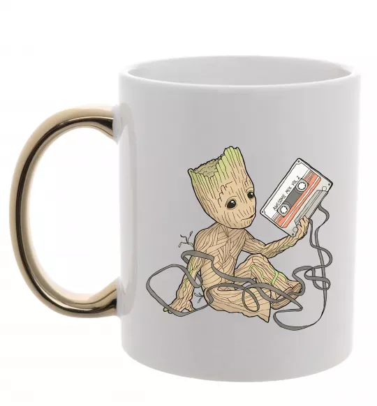 Чашка с цветной ручкой Грут з касетою Золото фото