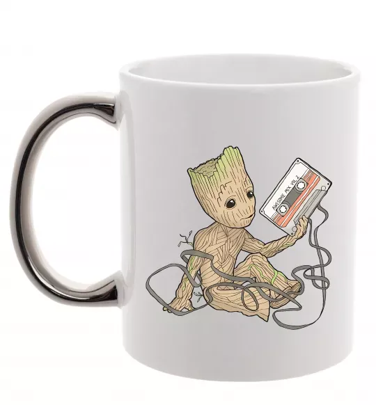 Чашка с цветной ручкой Грут з касетою Серебро фото