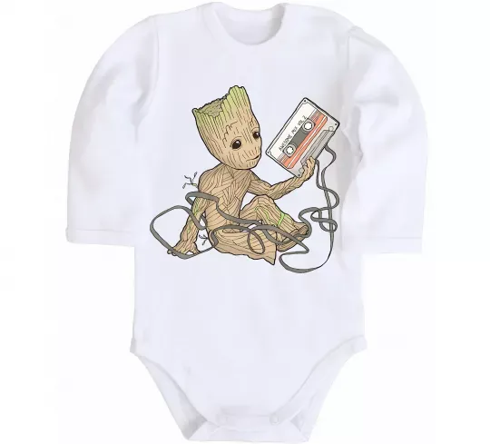 Дитячий бодік Грут з касетою Білий фото