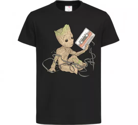 Дитяча футболка Грут з касетою Чорний фото