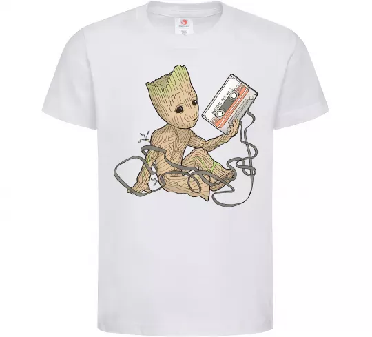 Дитяча футболка Грут з касетою Білий фото