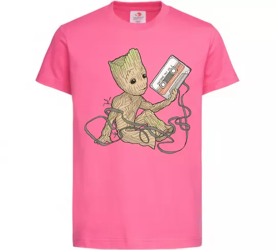 Дитяча футболка Грут з касетою Яскраво-рожевий фото