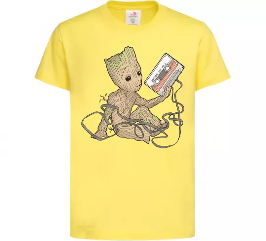 Дитяча футболка Грут з касетою Лимонний фото