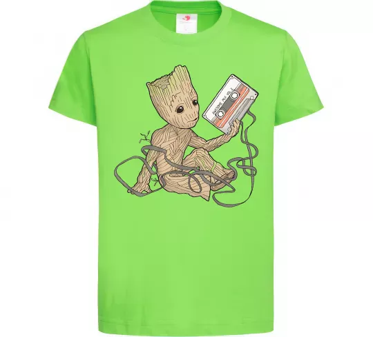 Дитяча футболка Грут з касетою Лаймовий фото