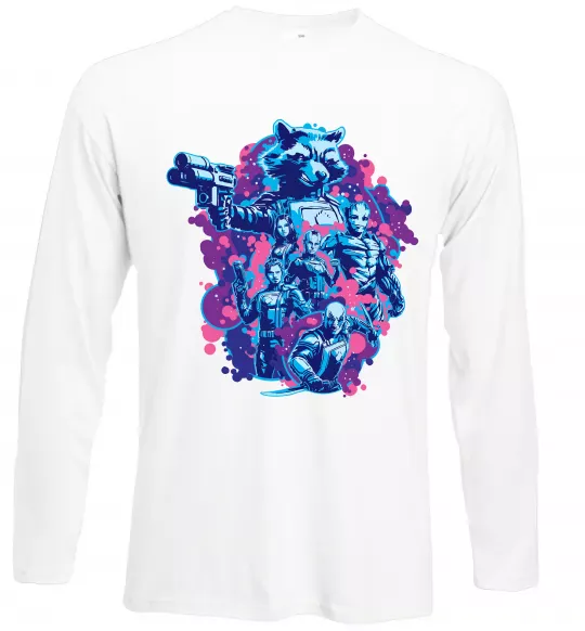 Лонгслів Вартові галактики постер Білий фото