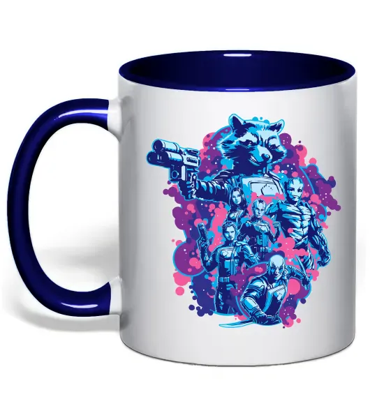 Чашка з кольоровою ручкою Вартові галактики постер Глибокий темно-синій фото