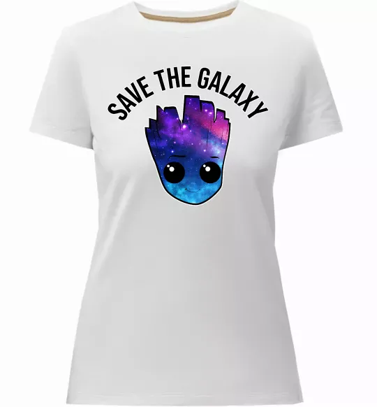 Жіноча преміум футболка Save the galaxy Грут Білий фото