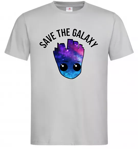 Чоловіча футболка Save the galaxy Грут Сірий фото