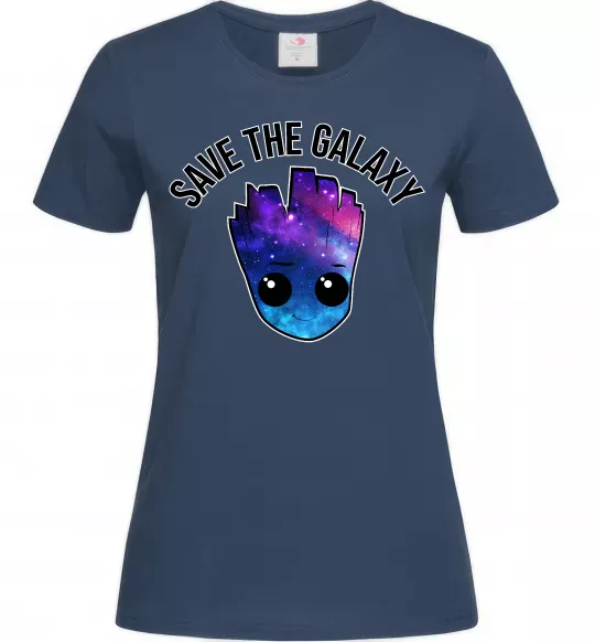 Жіноча футболка Save the galaxy Грут Темно-синій фото