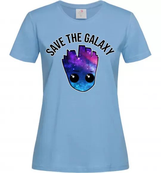 Жіноча футболка Save the galaxy Грут Блакитний фото
