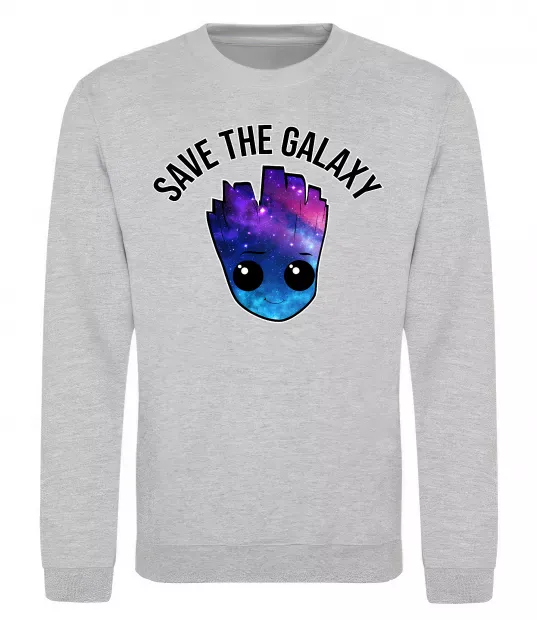 Світшот Save the galaxy Грут Сірий меланж фото