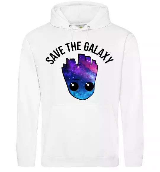 Чоловіча толстовка (худі) Save the galaxy Грут Білий фото