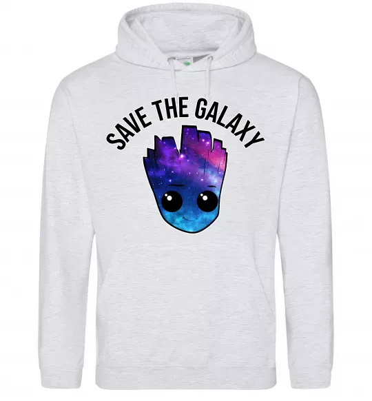 Чоловіча толстовка (худі) Save the galaxy Грут Сірий меланж фото