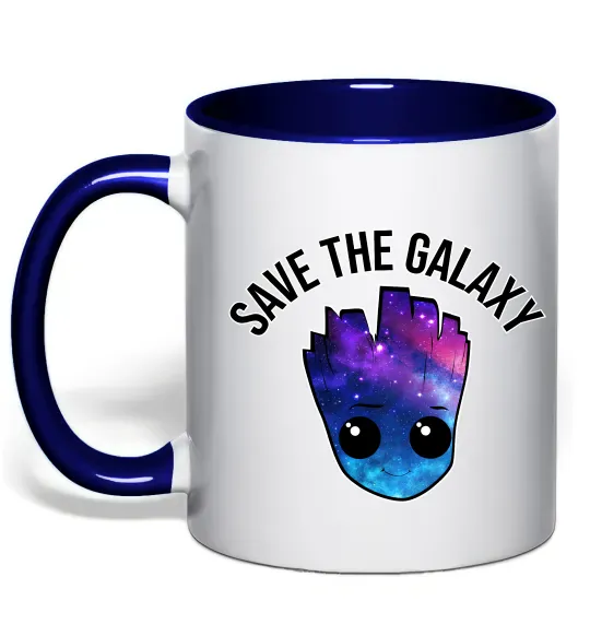 Чашка з кольоровою ручкою Save the galaxy Грут Глибокий темно-синій фото