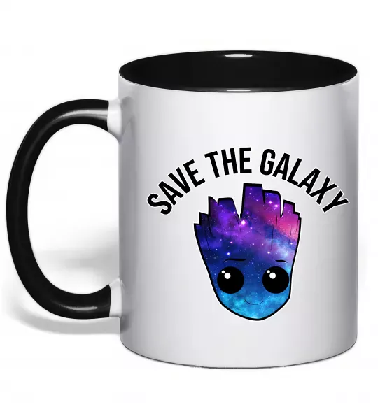 Чашка з кольоровою ручкою Save the galaxy Грут Чорний фото