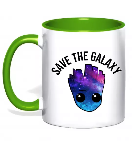 Чашка з кольоровою ручкою Save the galaxy Грут Зелений фото