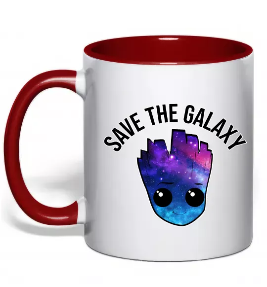 Чашка з кольоровою ручкою Save the galaxy Грут Червоний фото