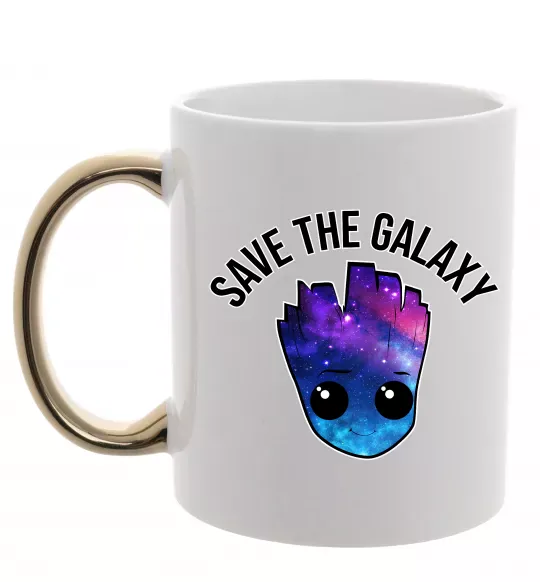 Чашка з кольоровою ручкою Save the galaxy Грут Золото фото
