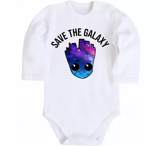 Дитячий бодік Save the galaxy Грут Білий фото