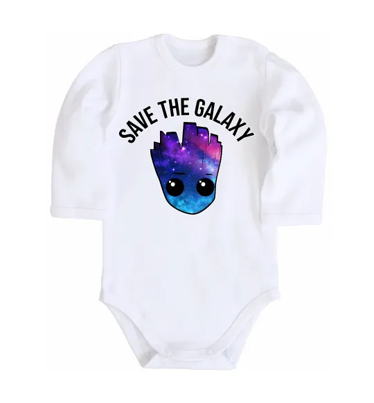 Детский боди Save the galaxy Грут Белый фото
