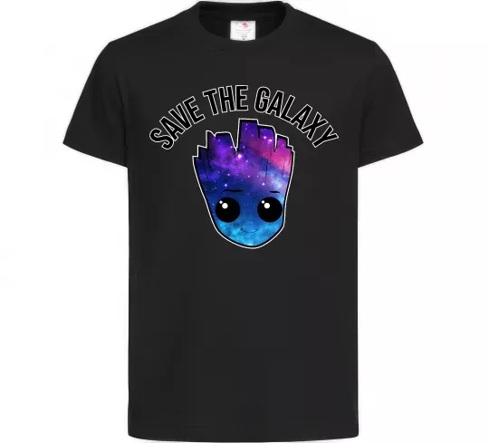 Дитяча футболка Save the galaxy Грут Чорний фото