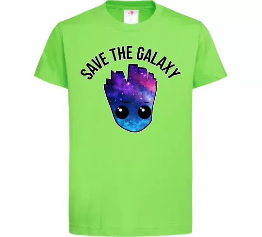Дитяча футболка Save the galaxy Грут Лаймовий фото