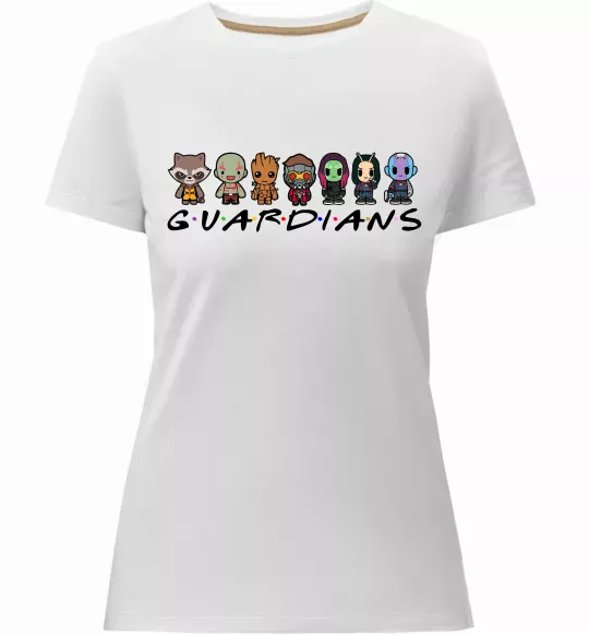 Женская премиум футболка Guardians мультяшні Белый фото